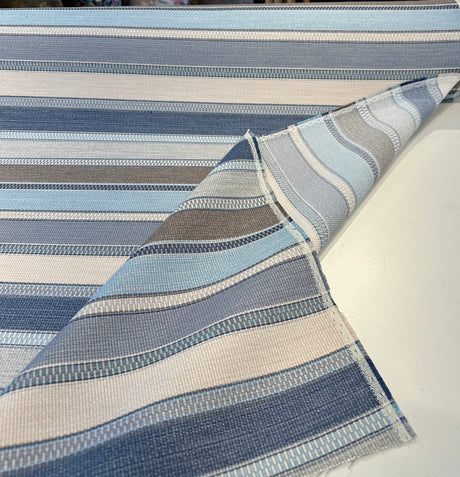 Sunbrella Ascend Spa Blue 145410-0009 Solution Dyed Acrylic Fabric - Spa Blue, Stripes, 54" Width (1 Yard)