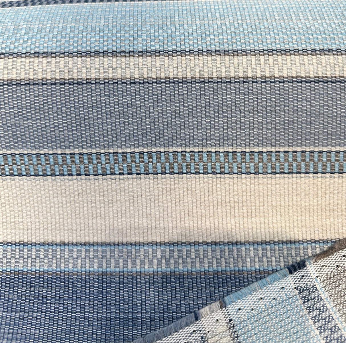 Sunbrella Ascend Spa Blue 145410-0009 Solution Dyed Acrylic Fabric - Spa Blue, Stripes, 54" Width (1 Yard)