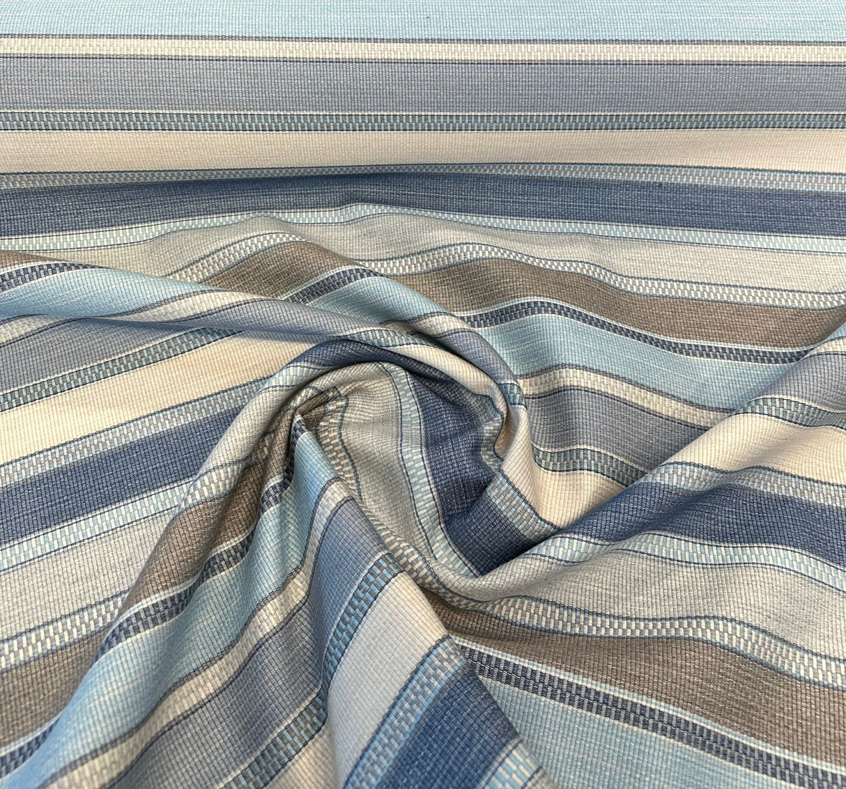 Sunbrella Ascend Spa Blue 145410-0009 Solution Dyed Acrylic Fabric - Spa Blue, Stripes, 54" Width (1 Yard)