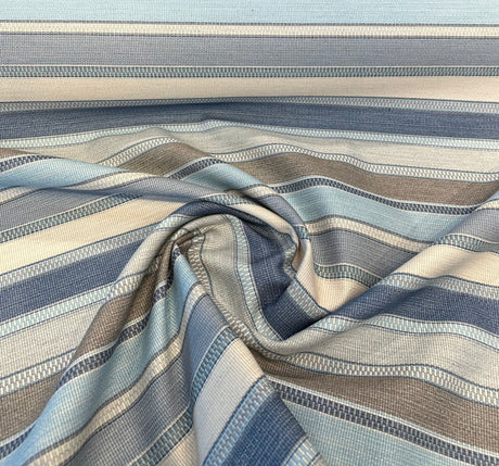 Sunbrella Ascend Spa Blue 145410-0009 Solution Dyed Acrylic Fabric - Spa Blue, Stripes, 54" Width (1 Yard)