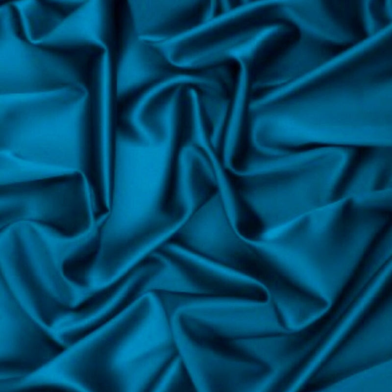 Teal Blue Silky Stretch Satin