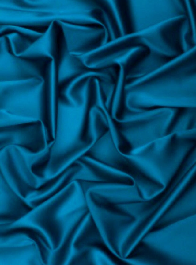 Teal Blue Silky Stretch Satin