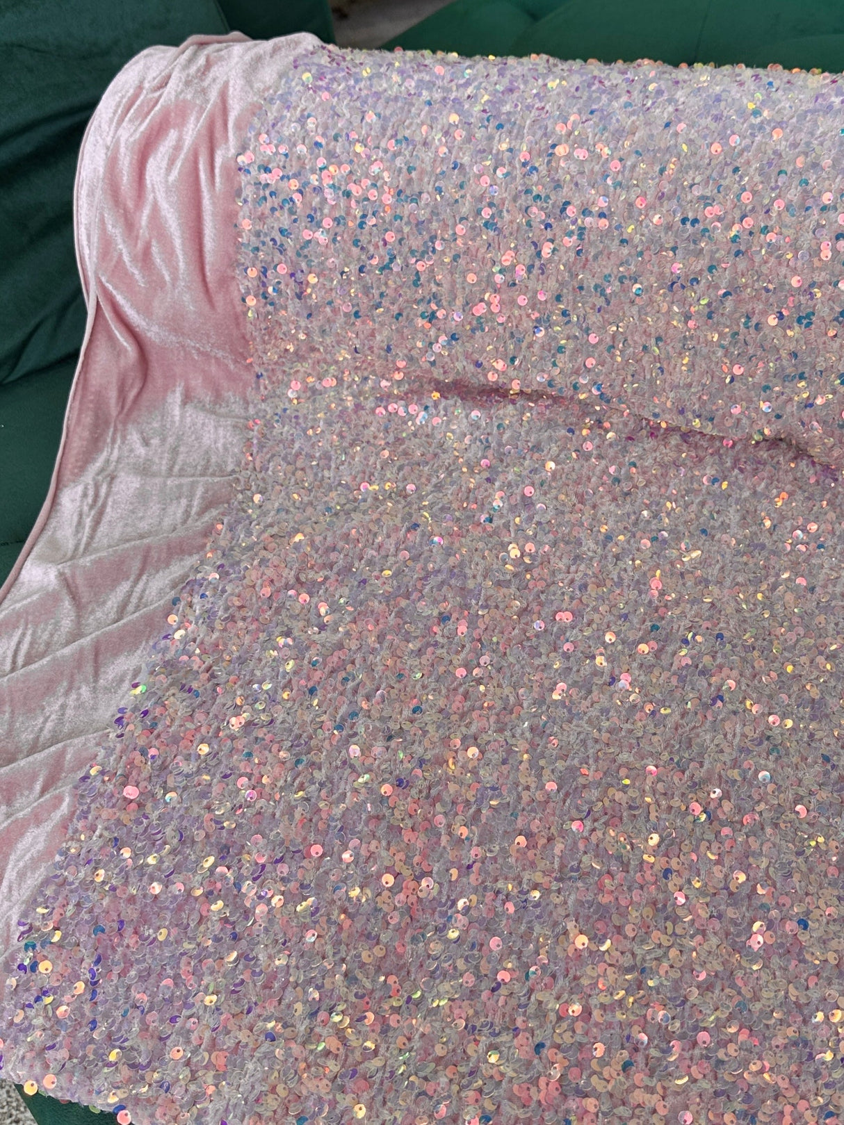 Stretch Sequin on Velvet Baby Pink