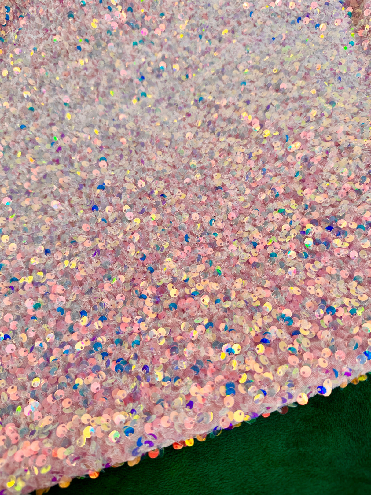 Stretch Sequin on Velvet Baby Pink