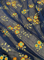 Floral Power Mesh Navy Orange