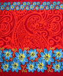 Polyester Fabric Traditional Polynesian Tattoo Daisy Double Border