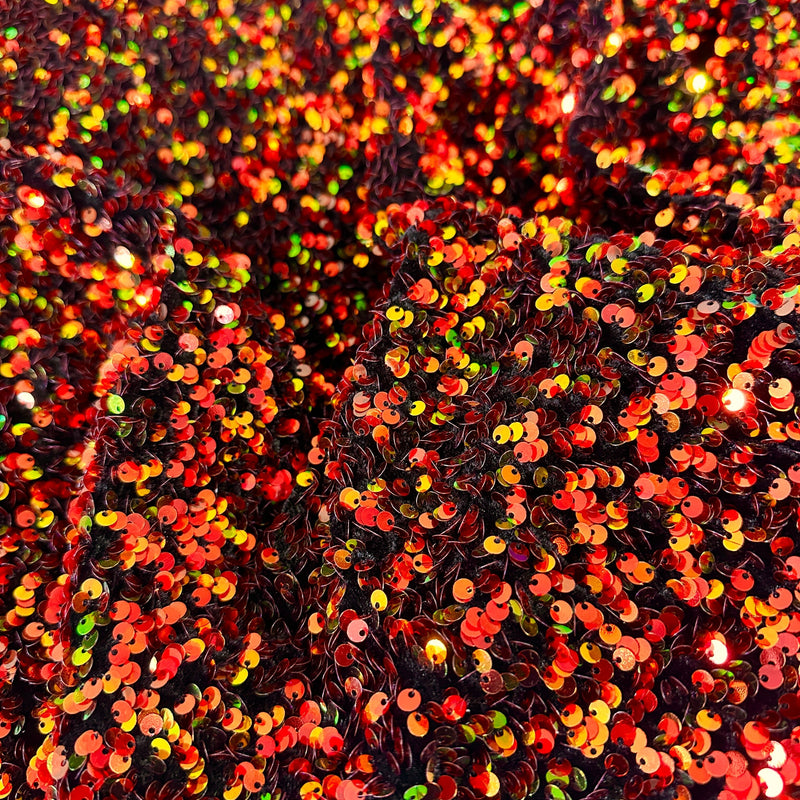 Iridescent Sequin on Velvet Rust Orange
