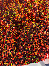 Iridescent Sequin on Velvet Rust Orange
