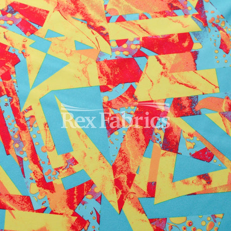 Geo Pop Polyester Spandex Fabric - Geometric Print Tricot, 58/60" Width (1 Yard)