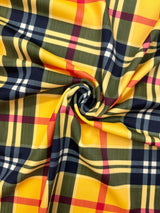 Yellow Tartan Plaid Polyester Spandex Fabric - Yellow Plaid, 58"/60" Width (1 Yard)