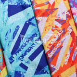 Geo Pop Foil Polyester Spandex Fabric - Multi-Color Geometric Foil, 58/60" Width, 240 GSM, 4-Way Stretch Tricot (1 Yard)
