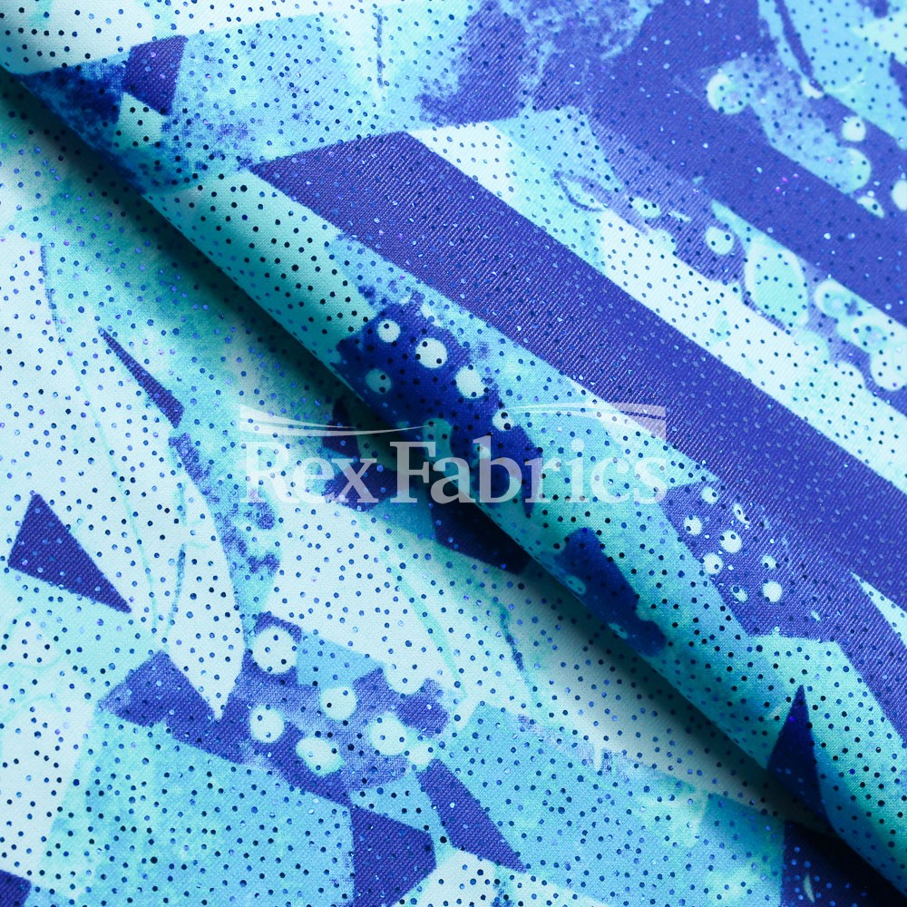 Geo Pop Foil Polyester Spandex Fabric - Multi-Color Geometric Foil, 58/60" Width, 240 GSM, 4-Way Stretch Tricot (1 Yard)