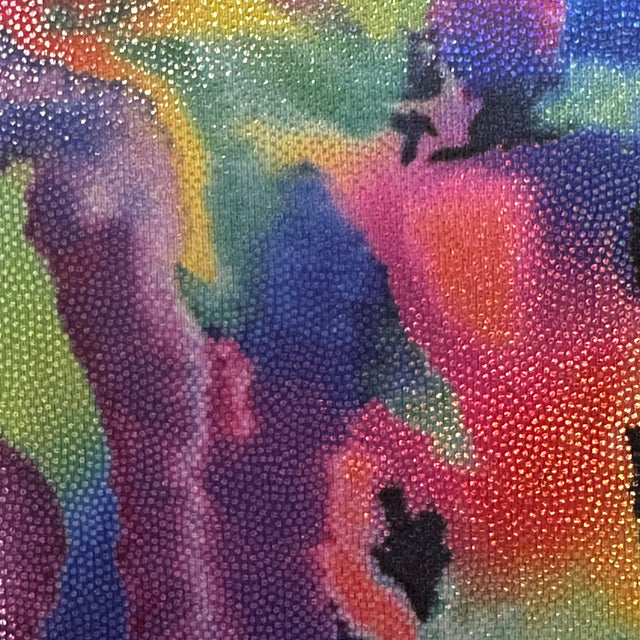 Rainbow Hologram Water Print 4-Way Stretch Spandex Fabric, 60"