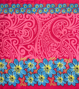 Polyester Fabric Traditional Polynesian Tattoo Daisy Double Border