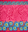 Traditional Polynesian Tattoo Daisy Double Border Polyester Fabric - Purple, Gray, Red, Royal, Green, Fuchsia, 44/45" Width, Double Border (1 Yard)