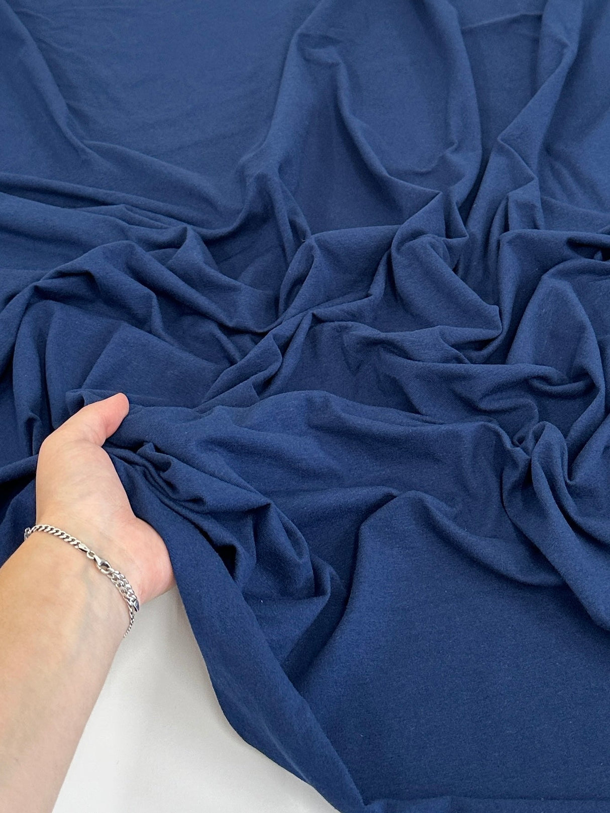Navy Blue Cotton Jersey Spandex