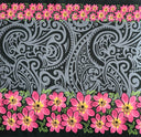 Polyester Fabric Traditional Polynesian Tattoo Daisy Double Border