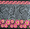 Polyester Fabric Traditional Polynesian Tattoo Daisy Double Border