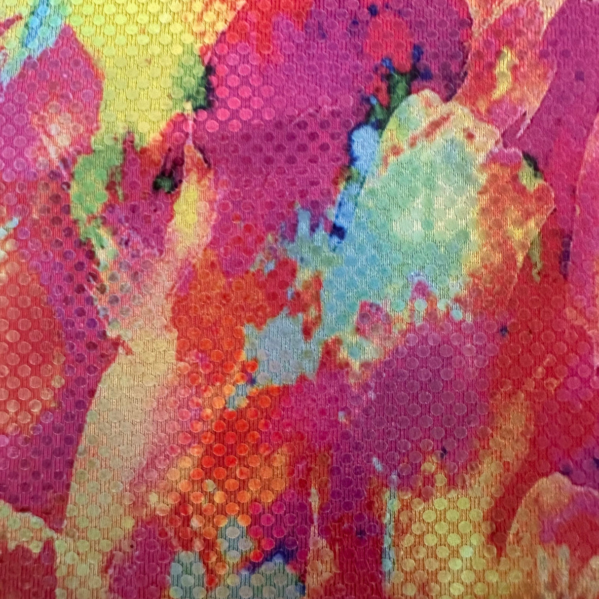 Hologram Stretch Spandex Fabric Volcano Splash Orange Hot Pink 60"