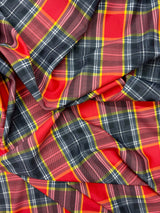 Red Tartan Plaid Spandex Fabric - Red Tartan Plaid, 58"/60" Width (1 Yard)