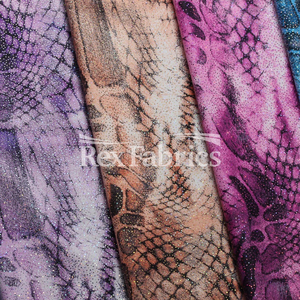 Sheer Skin With Foil Polyester Spandex Fabric - Animal Skin Print, 58-60" Width, 240 GSM (1 Yard)