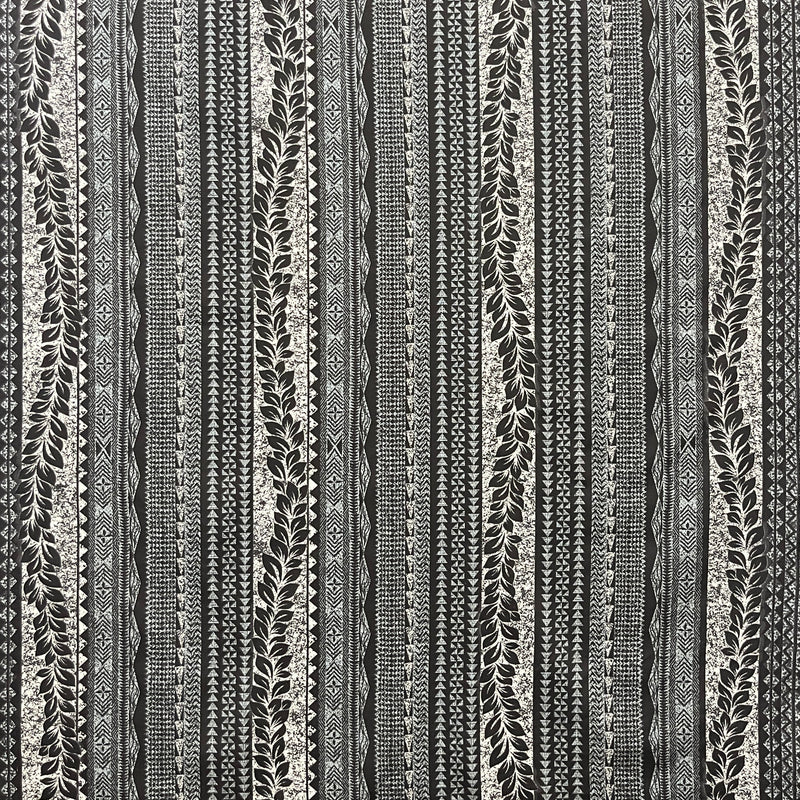 Traditional Tattoo Lei Poly Cotton Fabric - Traditional Polynesian Tattoo Print, 45" Width (1 Yard)