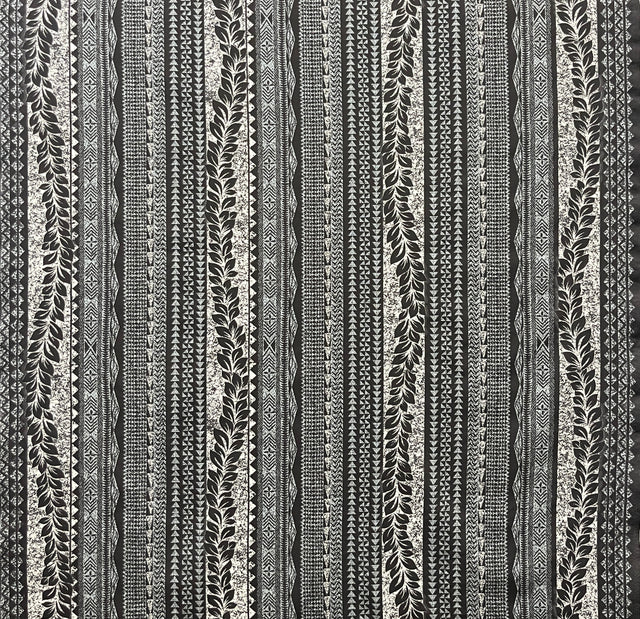 Traditional Tattoo Lei Poly Cotton Fabric - Traditional Polynesian Tattoo Print, 45" Width (1 Yard)