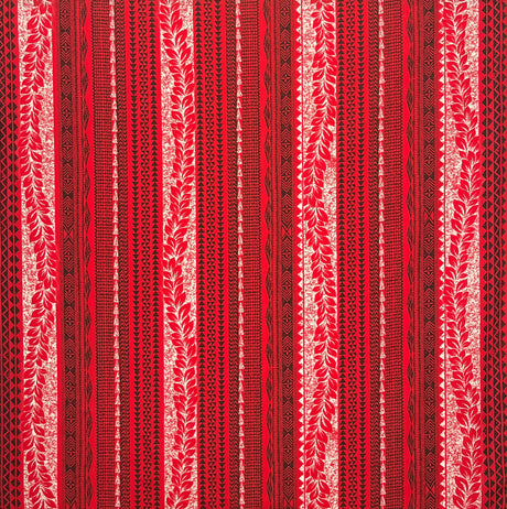 Traditional Tattoo Lei Poly Cotton Fabric - Traditional Polynesian Tattoo Print, 45" Width (1 Yard)