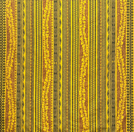 Traditional Tattoo Lei Poly Cotton Fabric - Traditional Polynesian Tattoo Print, 45" Width (1 Yard)