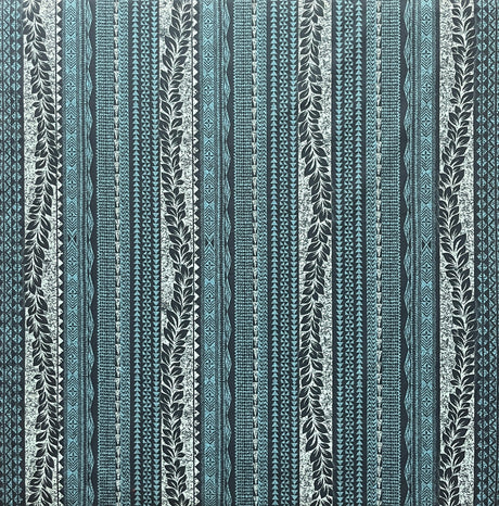 Traditional Tattoo Lei Poly Cotton Fabric - Traditional Polynesian Tattoo Print, 45" Width (1 Yard)