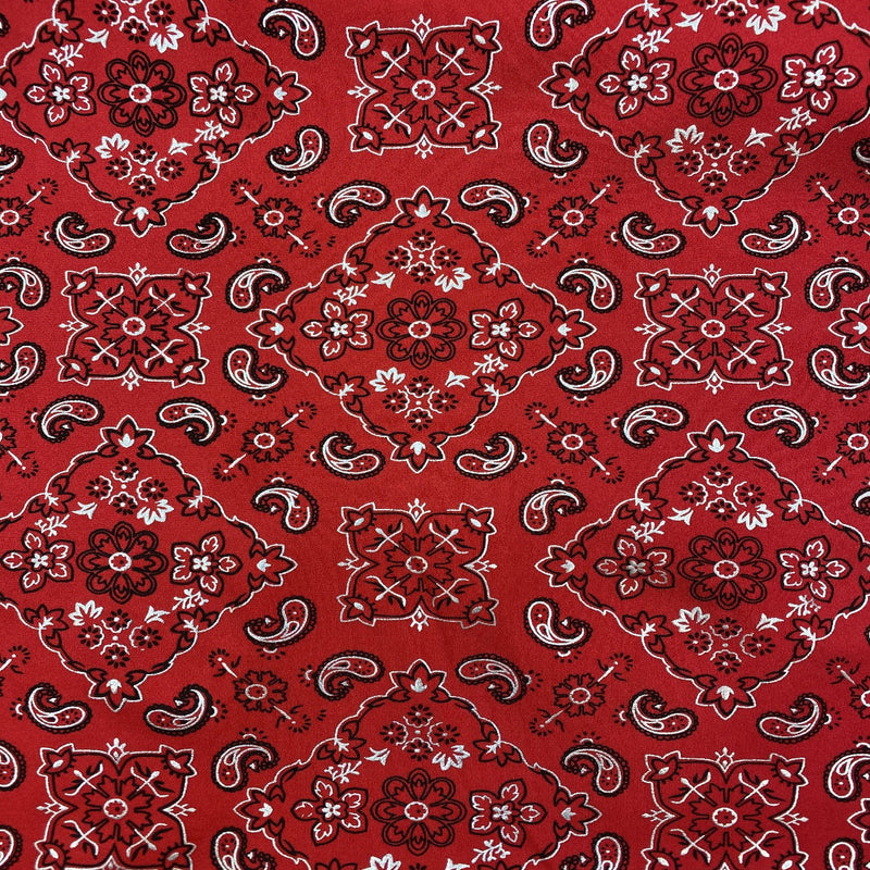 Bandana Paisley Print Nylon Spandex Fabric - Paisley Print, 60" Width (1 Yard)