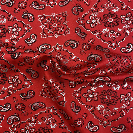 Bandana Paisley Print Nylon Spandex Fabric - Paisley Print, 60" Width (1 Yard)