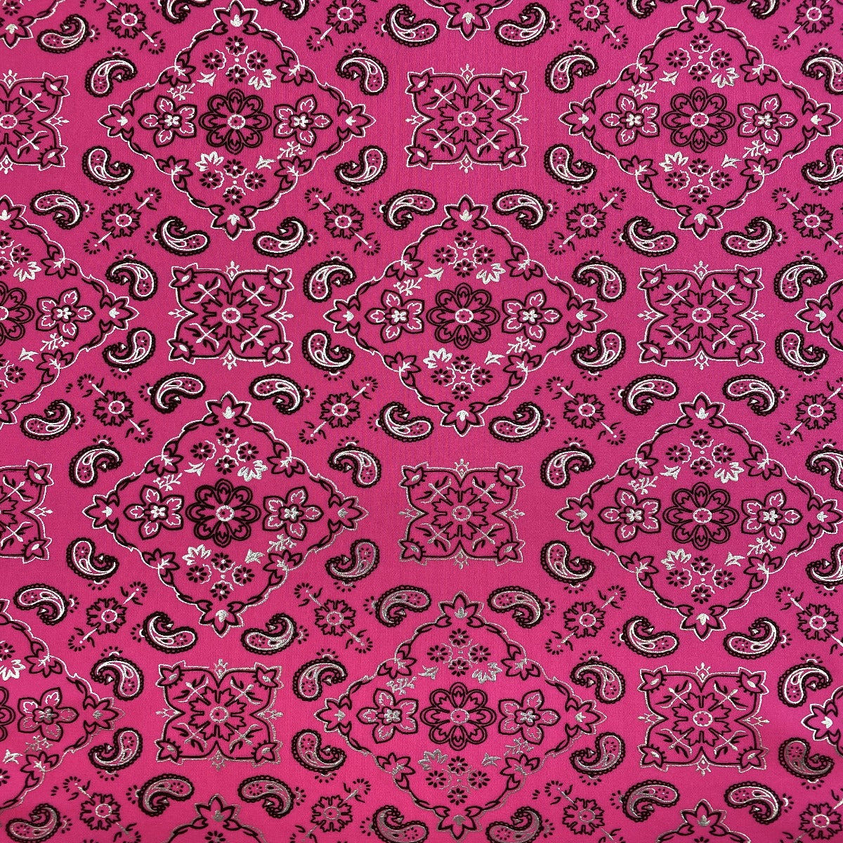 Bandana Paisley Print Nylon Spandex Fabric - Paisley Print, 60" Width (1 Yard)