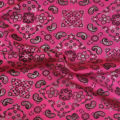Bandana Paisley Print Nylon Spandex Fabric - Paisley Print, 60" Width (1 Yard)