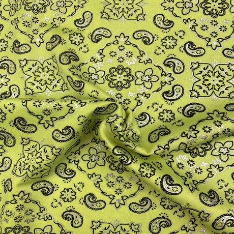 Bandana Paisley Print Nylon Spandex Fabric - Paisley Print, 60" Width (1 Yard)