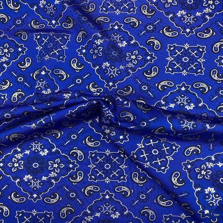Bandana Paisley Print Nylon Spandex Fabric - Paisley Print, 60" Width (1 Yard)