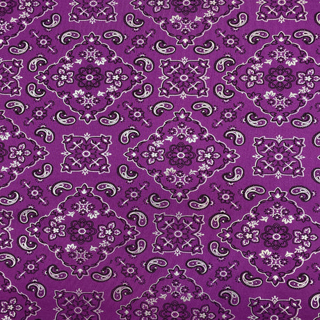 Bandana Paisley Print Nylon Spandex Fabric - Paisley Print, 60" Width (1 Yard)