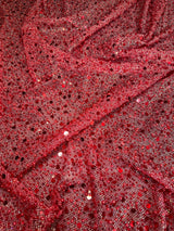Red Sequin Pearl Beaded Mesh
