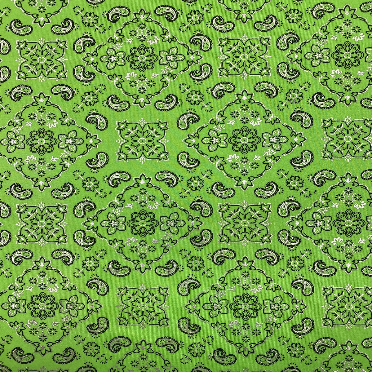 Bandana Paisley Print Nylon Spandex Fabric - Paisley Print, 60" Width (1 Yard)