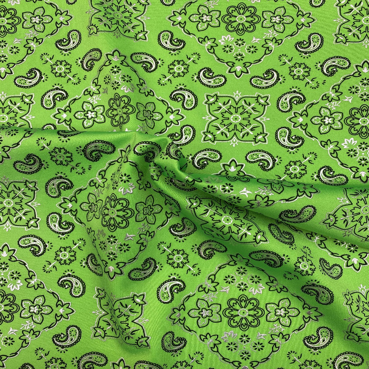 Bandana Paisley Print Nylon Spandex Fabric - Paisley Print, 60" Width (1 Yard)