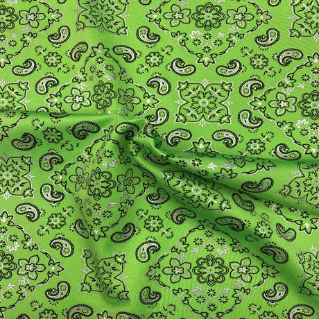 Bandana Paisley Print Nylon Spandex Fabric - Paisley Print, 60" Width (1 Yard)