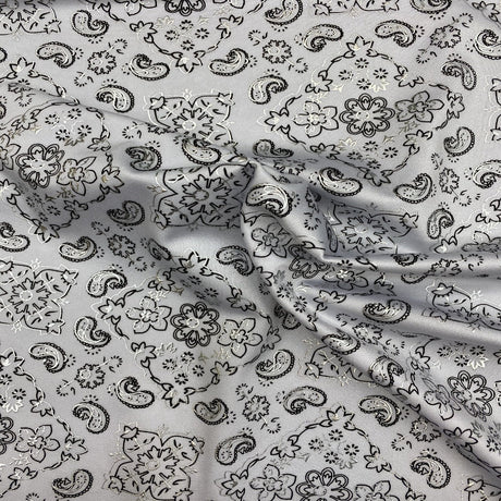 Bandana Paisley Print Nylon Spandex Fabric - Paisley Print, 60" Width (1 Yard)