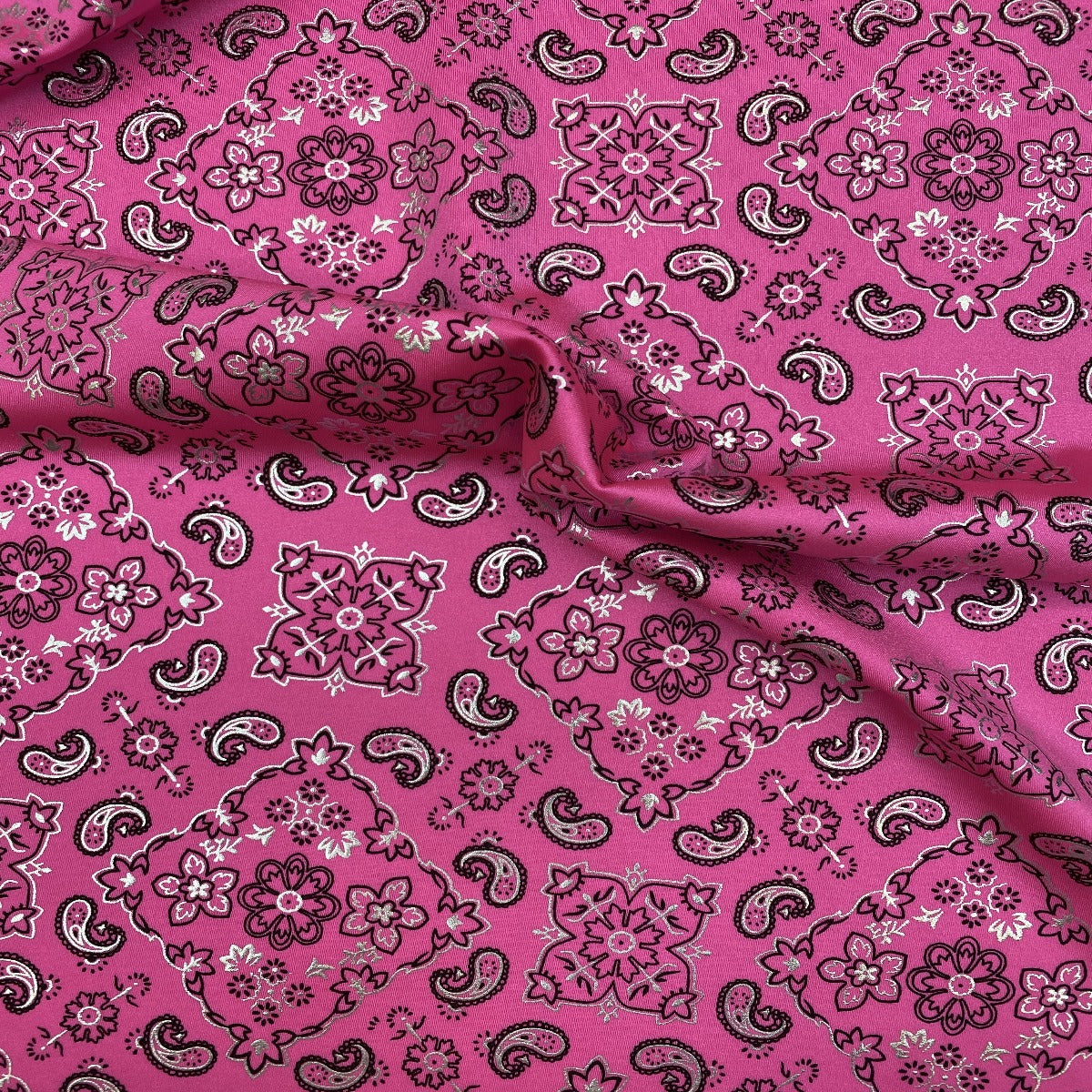 Bandana Paisley Print Nylon Spandex Fabric - Paisley Print, 60" Width (1 Yard)
