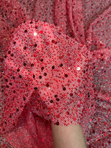 Red Sequin Pearl Beaded Mesh