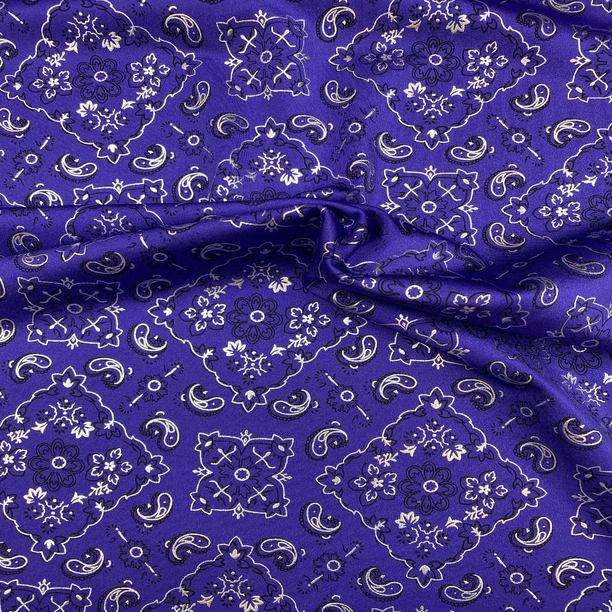 Bandana Paisley Print Nylon Spandex Fabric - Paisley Print, 60" Width (1 Yard)