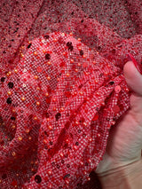 Red Sequin Pearl Beaded Mesh