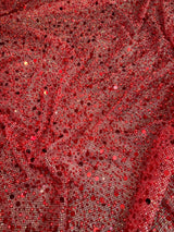 Red Sequin Pearl Beaded Mesh
