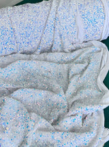 Stretch Sequin on Velvet White