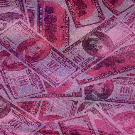 Hologram Mystique Money Print Polyester Nylon Spandex Fabric - Money Print, 60" Width (1 Yard)
