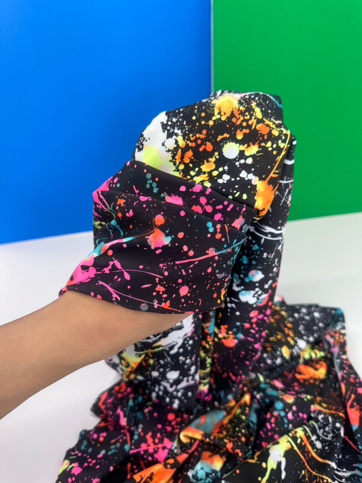 Printed Nylon Spandex Color Splash Rainbow
